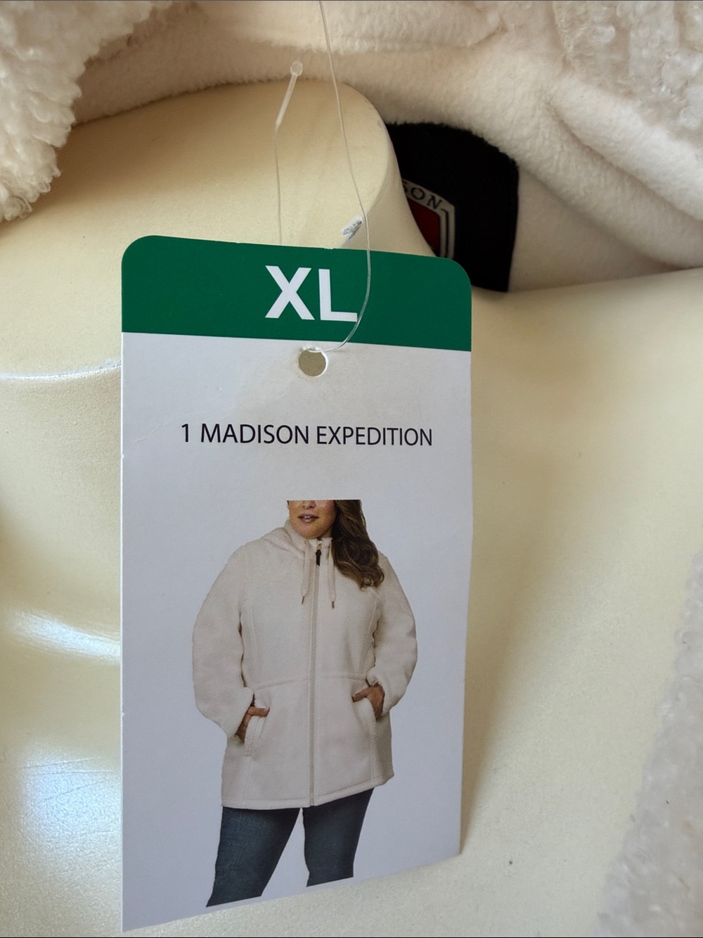 *Madison Cream Hooded Teddy Fleece Jacket with Drawstring Waist NWT - Picture 2 of 12